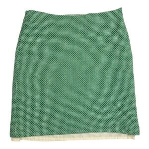 Boden Green Geometric Print Wool Linen Blend Pencil Skirt Midi Lined US 12